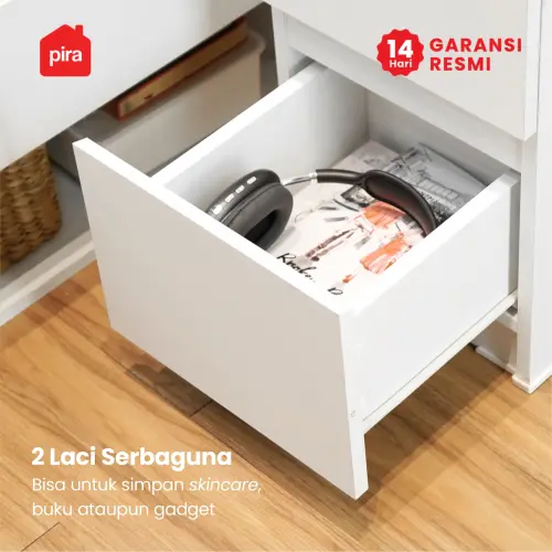 PIRA - LINUS NS30 MEJA NAKAS / MEJA SAMPING / MEJA SUDUT / LEMARI LACI DENGAN LAMPU TIDUR warna WHITE - PRO OAK - PIRA - foto 4