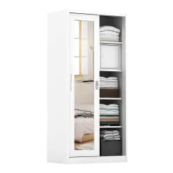 PIRA - SCHON 90A MWDSL LEMARI PAKAIAN BESI SLIDING / PINTU GESER warna WHITE - PIRA - foto 8