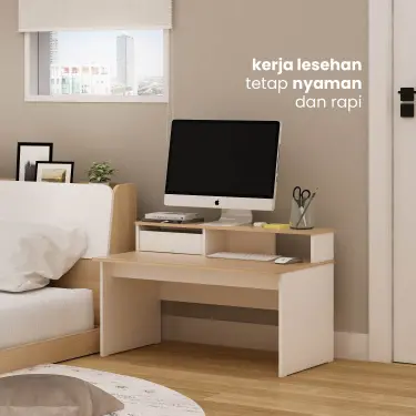 PIRA METROPOLIS OX -  MARU DESK MEJA BELAJAR / MEJA KOMPUTER / MEJA LESEHAN warna WHITE - PRO OAK - PIRA METROPOLIS OX - foto 7