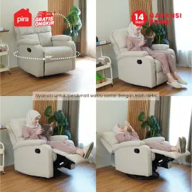 PIRA - GORO 1 RS SOFA / SOFA RECLINER / SOFA RECLINER 1 SEATER DENGAN FITUR ROCKING (AYUN) DAN SWIVEL warna LIGHT BROWN - PIRA - foto 3