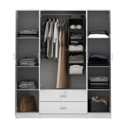 PIRA METROPOLIS OX - ASTA 4PL LEMARI PAKAIAN 4 PINTU DENGAN LACI warna WHITE - PIRA METROPOLIS OX - foto 12