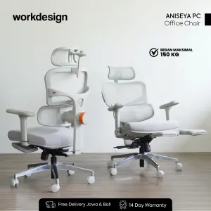WORKDESIGN ANISEYA PC KURSI KANTOR / KURSI KERJA ERGONOMIS DENGAN LUMBAR SUPPORT warna GREY - WORKDESIGN - foto 1