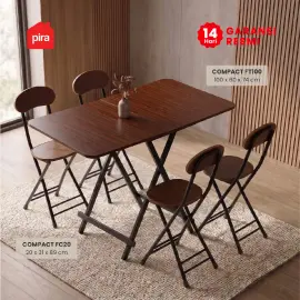PIRA - COMPACT FT100 MEJA MAKAN / MEJA LIPAT / MEJA TERAS / MEJA CAFE / KURSI MAKAN / KURSI LIPAT / MEJA MAKAN SET KURSI warna BROWN WOOD - PIRA - foto 2