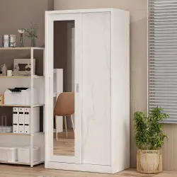 PIRA - CATTA 90 A MWDSL LEMARI PAKAIAN BESI SLIDING / PINTU GESER warna LIGHT MARBLE - WHITE - PIRA - foto 1