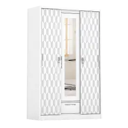 PIRA METROPOLIS -  HEXA 3SSL A MWD LEMARI PAKAIAN BESI 3 PINTU SLIDING / PINTU GESER warna WHITE - GREY - PIRA - foto 2