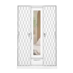 PIRA METROPOLIS -  HEXA 3SSL A MWD LEMARI PAKAIAN BESI 3 PINTU SLIDING / PINTU GESER warna WHITE - GREY - PIRA - foto 3