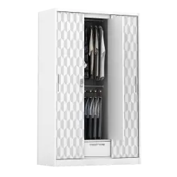 PIRA METROPOLIS -  HEXA 3SSL A MWD LEMARI PAKAIAN BESI 3 PINTU SLIDING / PINTU GESER warna WHITE - GREY - PIRA - foto 4