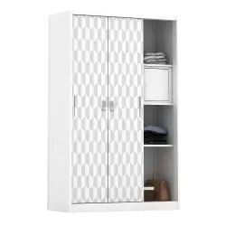 PIRA METROPOLIS -  HEXA 3SSL A MWD LEMARI PAKAIAN BESI 3 PINTU SLIDING / PINTU GESER warna WHITE - GREY - PIRA - foto 5