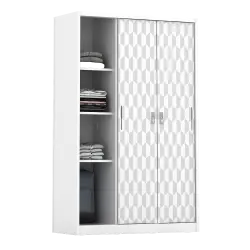PIRA METROPOLIS -  HEXA 3SSL A MWD LEMARI PAKAIAN BESI 3 PINTU SLIDING / PINTU GESER warna WHITE - GREY - PIRA - foto 6