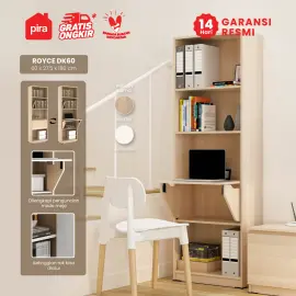 PIRA WORK - ROYCE DK60 MEJA BELAJAR / MEJA KERJA LIPAT / RAK BUKU warna PRO OAK - PIRA WORK - foto 1
