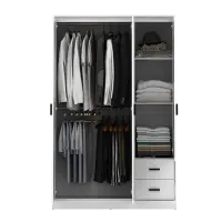 PIRA METROPOLIS - YORK 3P 2DR LEMARI PAKAIAN 3 PINTU DENGAN 2 LACI warna WHITE - PIRA METROPOLIS - foto 7