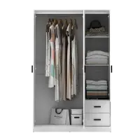 PIRA METROPOLIS - YORK 3P 2DR LEMARI PAKAIAN 3 PINTU DENGAN 2 LACI warna WHITE - PIRA METROPOLIS - foto 8