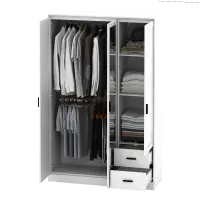 PIRA METROPOLIS - YORK 3P 2DR LEMARI PAKAIAN 3 PINTU DENGAN 2 LACI warna WHITE - PIRA METROPOLIS - foto 9