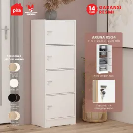 PIRA METROPOLIS OX - ARUNA RSG 4 RAK SERBAGUNA / RAK SUSUN 4 PINTU warna WHITE - PIRA METROPOLIS OX - foto 1