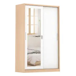 PIRA - ASHTON A 120A MWDSL LEMARI PAKAIAN BESI SLIDING / GESER MOTIF KAYU warna LIGHT ASH - WHITE - PIRA - foto 2