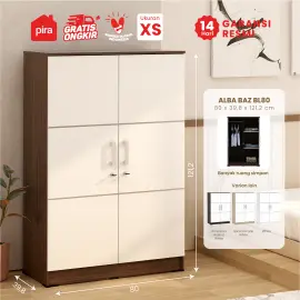 PIRA METROPOLIS - ALBA BAZ BL 80 LEMARI PAKAIAN ANAK warna AMERICAN WALNUT - WHITE - METROPOLIS - foto 1