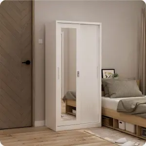 PIRA - LINIO 90A N MWDSL LEMARI PAKAIAN BESI SLIDING / PINTU GESER warna WHITE - PIRA - foto 8