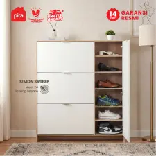 PIRA METROPOLIS - SIMON SR110P RAK SEPATU / LEMARI SEPATU TERTUTUP warna PRO OAK - WHITE - PIRA METROPOLIS - foto 4