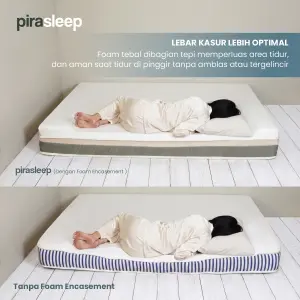 PIRA SLEEP 1 MF C200 KASUR SPRING BED ADEM / DINGIN DENGAN COOLING FABRIC | MEDIUM FIRM POCKET SPRING & FOAM ENCASEMENT warna WHITE - CREAM - PIRA SLEEP - foto 6
