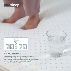 PIRA SLEEP 1 MF C200 KASUR SPRING BED ADEM / DINGIN DENGAN COOLING FABRIC | MEDIUM FIRM POCKET SPRING & FOAM ENCASEMENT warna WHITE - CREAM - PIRA SLEEP - foto 8