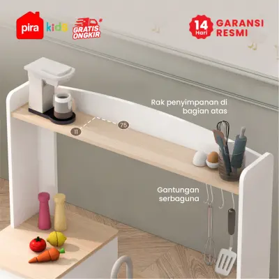 PIRA KIDS -  MORI SHOP PP PRETEND PLAY TOKO JUALAN / MARKET BOOTH / GEROBAK WARUNG MAINAN ANAK warna WHITE SM - PRO OAK - PIRA METROPOLIS - foto 10