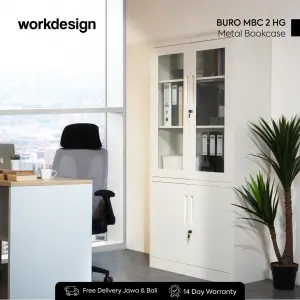 WORKDESIGN BURO MBC 2 HG RAK BUKU BESI / LEMARI ARSIP KANTOR warna WHITE - WORKDESIGN - foto 1