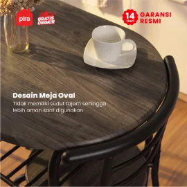 PIRA - SWAN AVA DTS80 SET MEJA MAKAN DENGAN 2 SET KURSI warna DARK OAK - BLACK - PIRA - foto 5