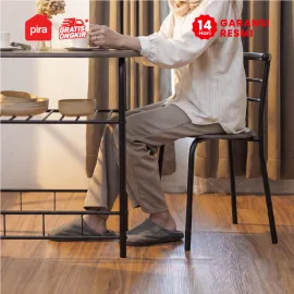 PIRA - SWAN AVA DTS80 SET MEJA MAKAN DENGAN 2 SET KURSI warna DARK OAK - BLACK - PIRA - foto 10