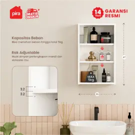 PIRA - EVIER BTC40 OV RAK CERMIN WASTAFEL warna WHITE - PIRA - foto 3