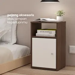 PIRA METROPOLIS - CLARISA NS MEJA SAMPING / NAKAS warna AMERICAN WALNUT - WHITE - PIRA METROPOLIS OX - foto 2