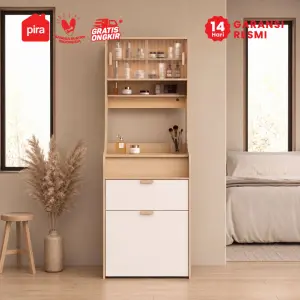 PIRA METROPOLIS -  INDY DS60 MEJA RIAS / MEJA RIAS SET KURSI / MEJA MAKE UP warna PRO OAK - WHITE - PIRA METROPOLIS - foto 2