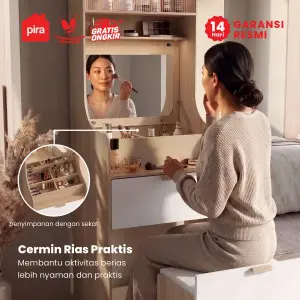 PIRA METROPOLIS -  INDY DS60 MEJA RIAS / MEJA RIAS SET KURSI / MEJA MAKE UP warna PRO OAK - WHITE - PIRA METROPOLIS - foto 4