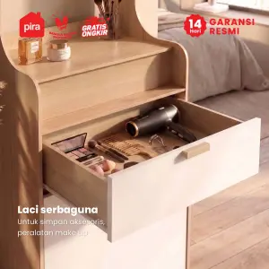 PIRA METROPOLIS -  INDY DS60 MEJA RIAS / MEJA RIAS SET KURSI / MEJA MAKE UP warna PRO OAK - WHITE - PIRA METROPOLIS - foto 6