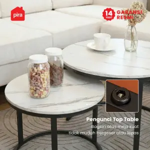 PIRA - ERENA CT70 R MEJA TAMU / MEJA TAMU 2 TINGKAT / MEJA KOPI / MEJA RUANG TAMU / MEJA SAMPING warna MARBLE - BLACK - PIRA - foto 5