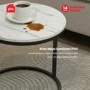 PIRA - ERENA CT70 R MEJA TAMU / MEJA TAMU 2 TINGKAT / MEJA KOPI / MEJA RUANG TAMU / MEJA SAMPING warna MARBLE - BLACK - PIRA - foto 6