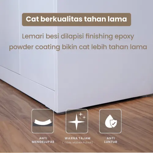 PIRA OX - RALF 3BL MWD LEMARI PAKAIAN BESI 3 PINTU / LEMARI KECIL / LEMARI PAKAIAN ANAK warna WHITE - PIRA - foto 4