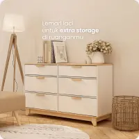PIRA METROPOLIS -  BEN CH3+3 LEMARI LACI 3+3 SUSUN / KABINET warna PRO OAK - WHITE - PIRA METROPOLIS - foto 2