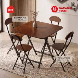 PIRA - COMPACT FC20 MEJA MAKAN / MEJA LIPAT / MEJA TERAS / MEJA CAFE / KURSI MAKAN / KURSI LIPAT / MEJA MAKAN SET KURSI warna BROWN WOOD - PIRA - foto 2