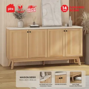 PIRA - MAISON SB160 BUFET / SIDEBOARD / LEMARI KABINET / MEJA TV warna PRO OAK - TRAVERTINE - PIRA - foto 1
