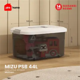 PIRA HOME - MIZU PSB 44L CONTAINER BOX / BOX PLASTIK / KOTAK PENYIMPANAN warna CLEAR GREY - PIRA HOME - foto 1