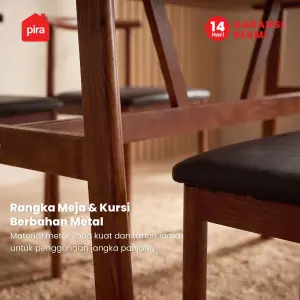 PIRA BAVARIAN - SIV DTS MEJA MAKAN SET DENGAN 4 KURSI warna DARK BROWN - BLACK - PIRA - foto 9