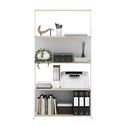 PIRA WORK - OFISU SU80 RAK BUKU BESI / RAK SUSUN BESI warna WHITE SM - PRO OAK - PIRA WORK - foto 3