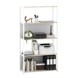PIRA WORK - OFISU SU80 RAK BUKU BESI / RAK SUSUN BESI warna WHITE SM - PRO OAK - PIRA WORK - foto 2