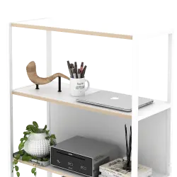 PIRA WORK - OFISU SU80 RAK BUKU BESI / RAK SUSUN BESI warna WHITE SM - PRO OAK - PIRA WORK - foto 4