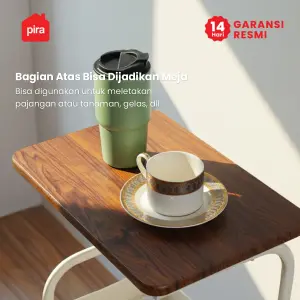 PIRA - NAGI MKT3 RAK TROLI / RAK PENYIMPANAN / RAK SERBAGUNA / RAK BESI SUSUN DENGAN MEJA DAN RODA warna CREAM - DARK OAK - PIRA - foto 3