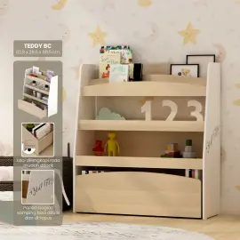 PIRA KIDS - TEDDY BC RAK BUKU ANAK / RAK BUKU MONTESSORI warna PRO OAK - WHITE - PIRA KIDS - foto 1