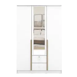 PIRA METROPOLIS -  YONA 3P 2DR LEMARI PAKAIAN 3 PINTU DENGAN 2 LACI warna WHITE - YELLOW OAK - PIRA METROPOLIS - foto 3
