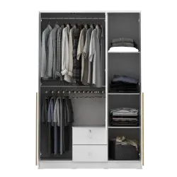 PIRA METROPOLIS -  YONA 3P 2DR LEMARI PAKAIAN 3 PINTU DENGAN 2 LACI warna WHITE - YELLOW OAK - PIRA METROPOLIS - foto 7