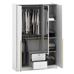 PIRA METROPOLIS -  YONA 3P 2DR LEMARI PAKAIAN 3 PINTU DENGAN 2 LACI warna WHITE - YELLOW OAK - PIRA METROPOLIS - foto 8