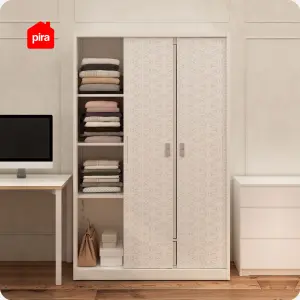 PIRA METROPOLIS -  VILO 3SSL A MWD LEMARI PAKAIAN BESI 3 PINTU SLIDING / PINTU GESER warna WHITE - METROPOLIS - foto 2